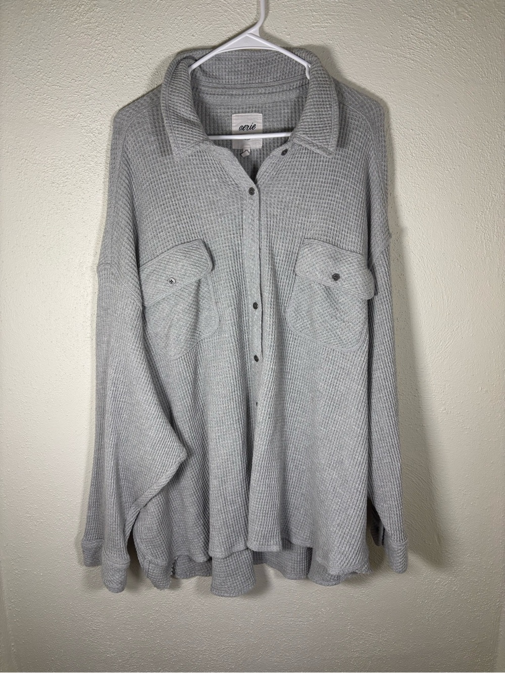 Aerie Waffle Knit Button Up Jacket